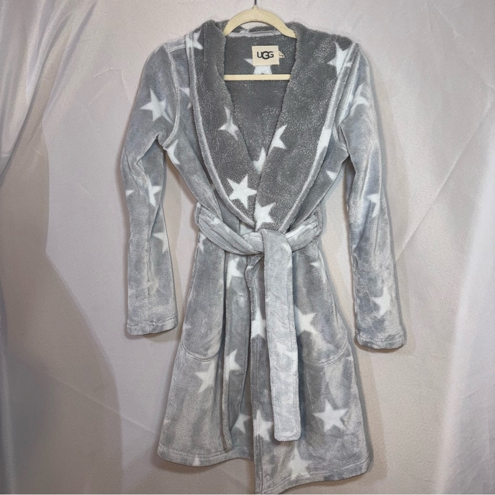 UGG Miranda Plush Robe In Grey w/White Stars Size M